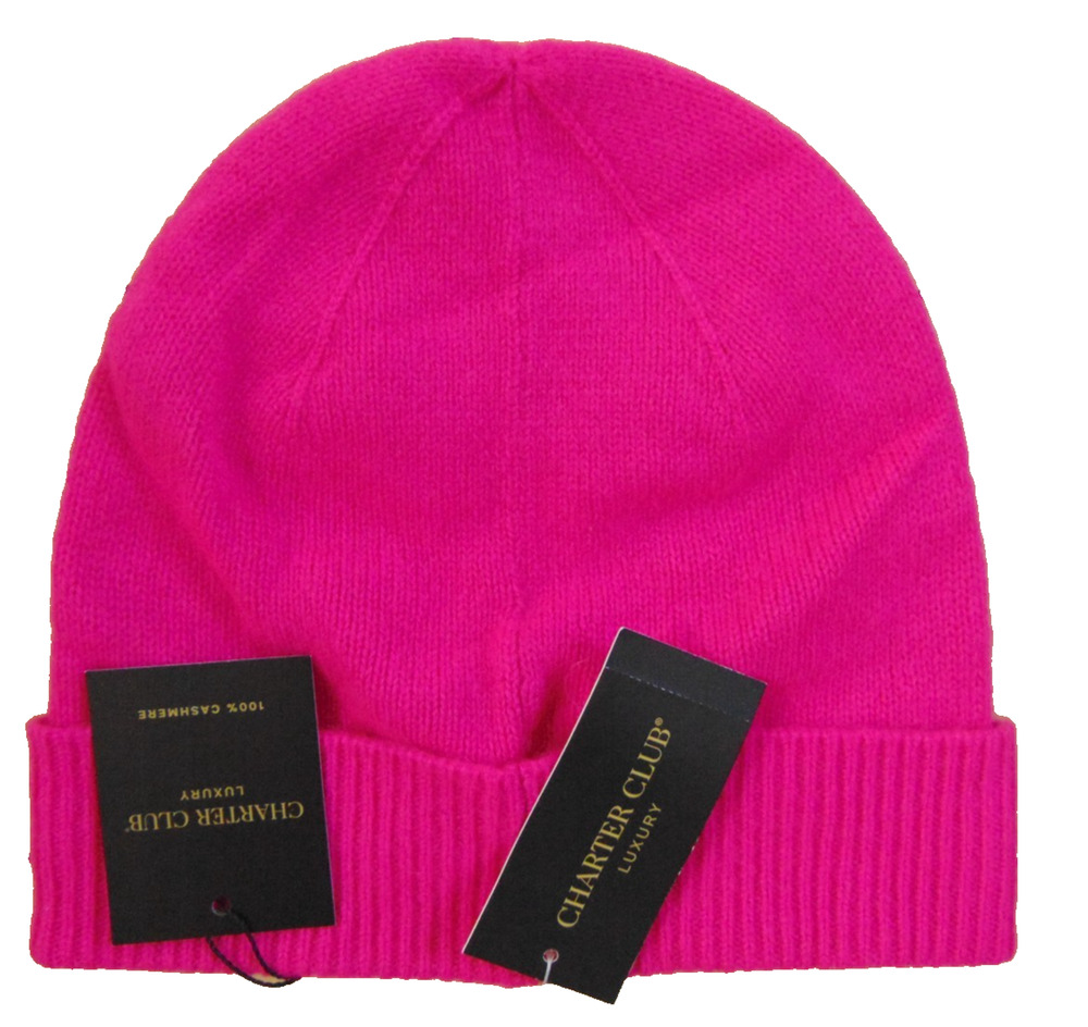 Charter Club 100% Cashmere Cuffed Beanie, Created for Macys - Pink Flame